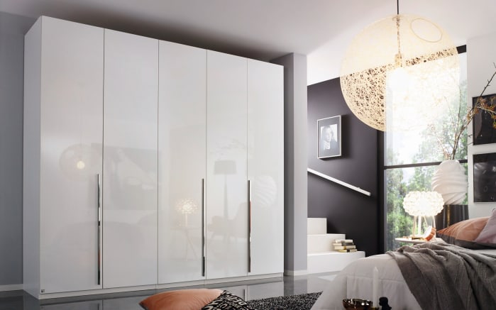 Drehtürenkleiderschrank Montclar, Hochglanz weiß, 250 x 223 cm, inkl. umfangreicher Zusatzausstattung-01