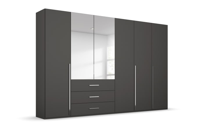 Drehtürenkleiderschrank Montclar, graphit matt, 300 x 223 cm, inkl. 2 Spiegeltüren und 3 Schubkästen-02