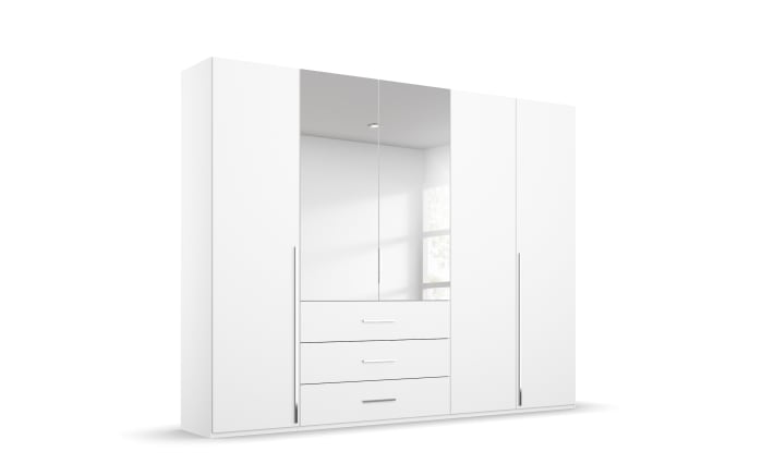 Drehtürenkleiderschrank Montclar, alpinweiß matt, 250 x 223 cm, inkl. 2 Spiegeltüren und 3 Schubkästen-02