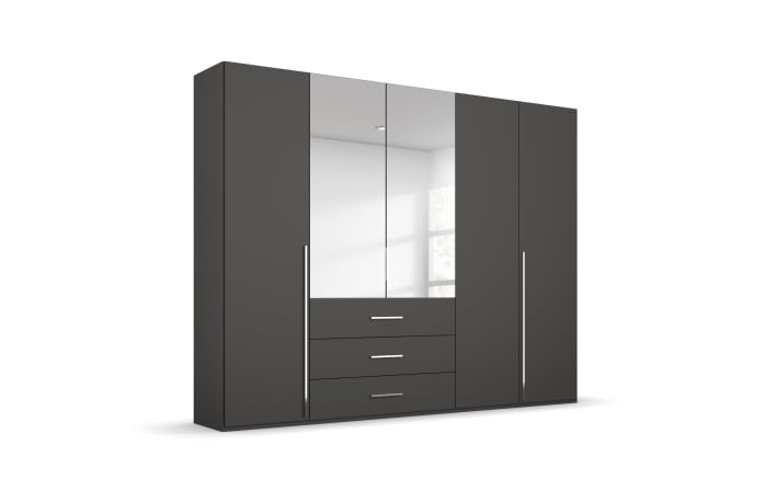 Drehtürenkleiderschrank Montclar, graphit matt, 250 x 223 cm,  inkl. 2 Spiegeltüren und 3 Schubkästen-02