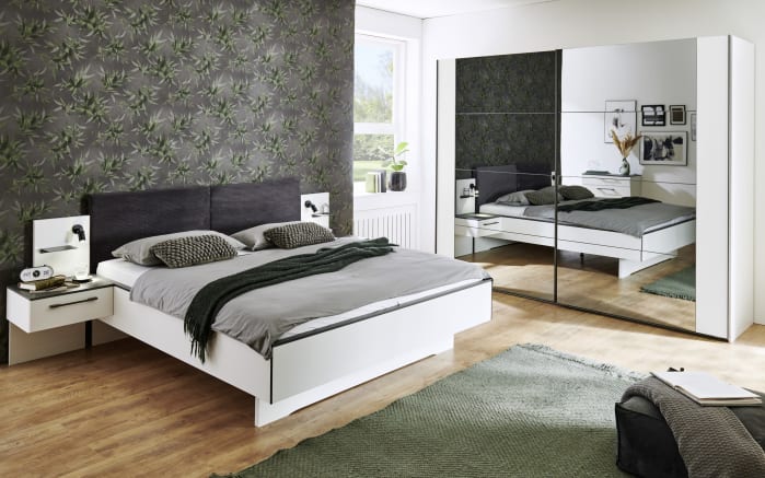 Schlafzimmer Madea, alpinweiß/graphit, 180 x 200 cm, Schrank 271 x 223 cm-01
