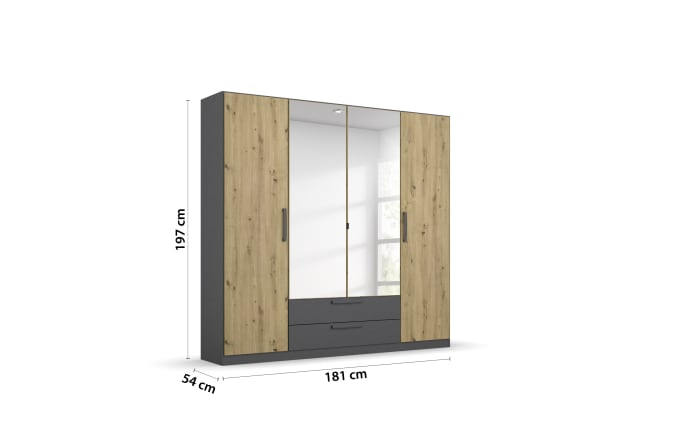 Drehtürenkleiderschrank Style-Up, Eiche Artisan Nachbildung/graumetallic, 181 x197 cm-04