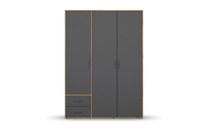 Drehtürenschrank Voyager, grau, 140 x 194 cm, inkl. 2 Schubkästen-02