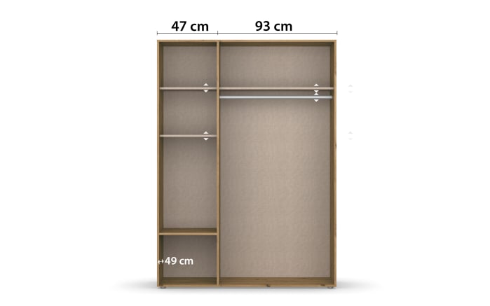 Drehtürenschrank Voyager, grau, 140 x 194 cm, inkl. 2 Schubkästen-06