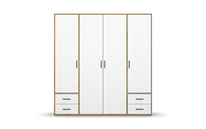 Drehtürenschrank Voyager, weiß, 187 x 194 cm, inkl. 4 Schubkästen-02