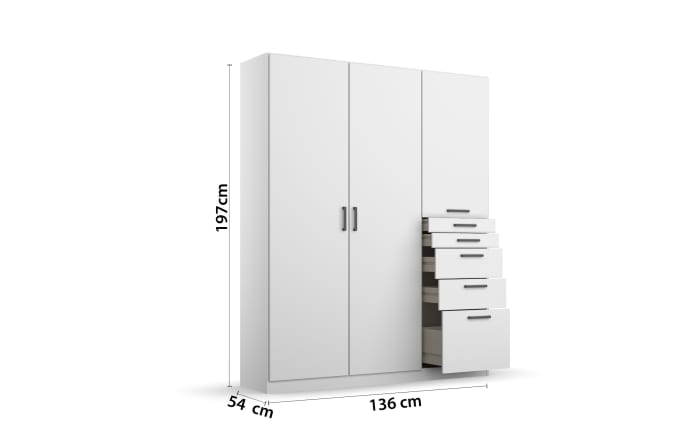 Drehtürenschrank 02L8 Allrounder, alpinweiß, 136 x 197 cm -03