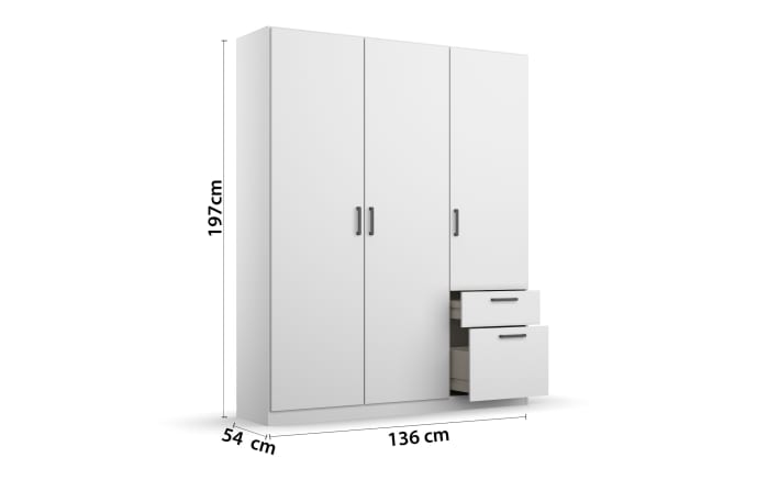 Drehtürenschrank 32Q2 Allrounder, alpinweiß, 136 x 197 cm-03