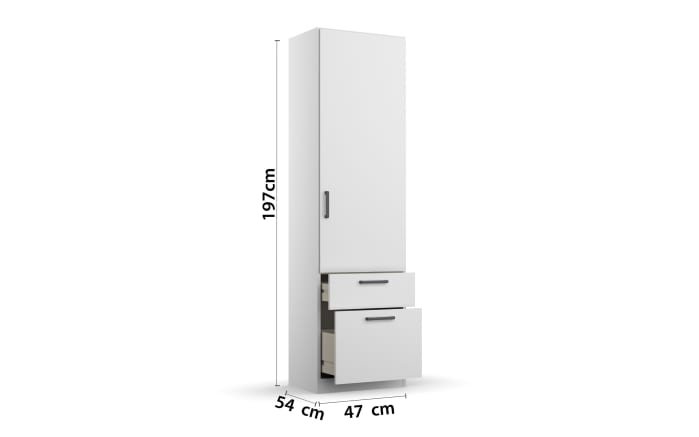 Drehtürenschrank 33Q0 Allrounder, alpinweiß, 45 x 197 cm-03