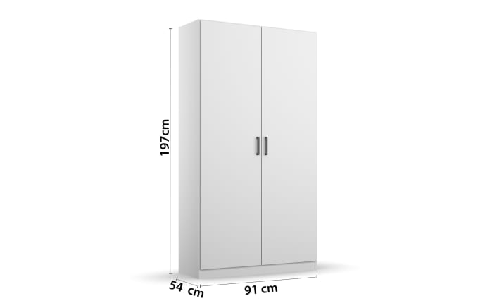 Drehtürenschrank 3730 Allrounder, alpinweiß, 91 x 197 cm -03