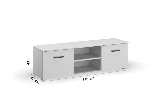 TV-Element 6S01 Allrounder, alpinweiß, 2-türig, 140 x 43 cm-03