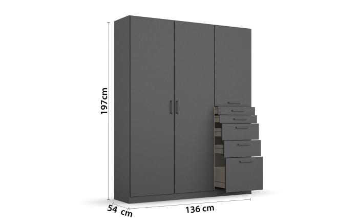 Drehtürenschrank 02L8 Allrounder, grau, 136 x 197 cm-03