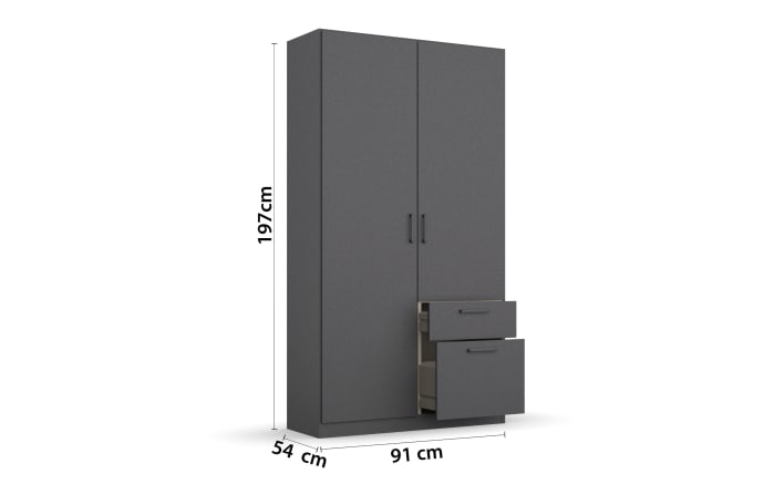 Drehtürenschrank 32Q1 Allrounder, grau, 91 x 197 cm-03