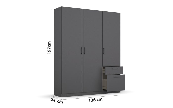 Drehtürenschrank 32Q2 Allrounder, grau, 136 x 197 cm-03
