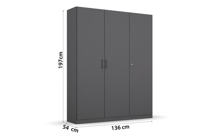 Drehtürenschrank 36A4 Allrounder, grau, 136 x 197 cm-03