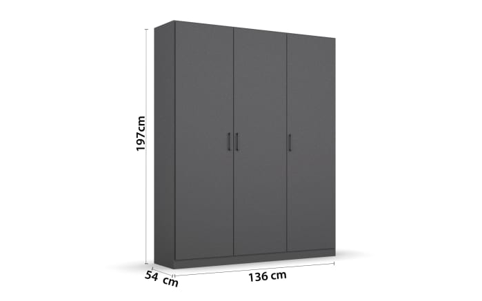 Drehtürenschrank 3732 Allrounder, grau, 136 x 197 cm -03