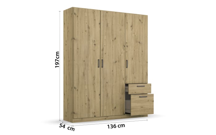 Drehtürenschrank 32Q2 Allrounder, Eiche Artisan Nachbildung, 136 x 197 cm -03