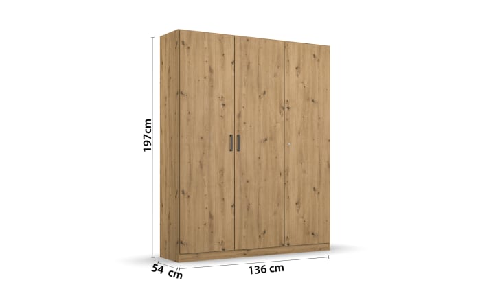 Drehtürenschrank 36A4 Allrounder, Eiche Artisan Nachbildung, 136 x 197 cm -03