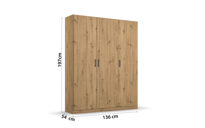 Drehtürenschrank 3732 Allrounder, Eiche Artisan Nachbildung, 136 x 197 cm -04