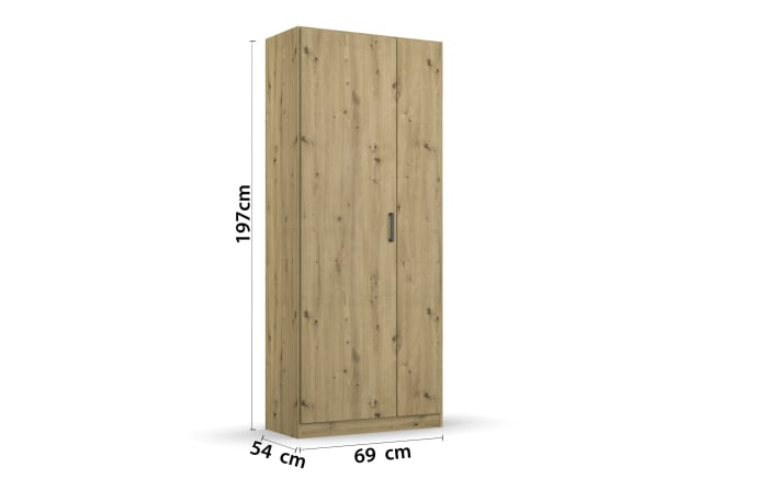 Drehtürenschrank 3D09 Allrounder, Eiche Artisan Nachbildung, 69 x 197 cm -03