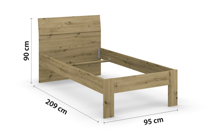 Bett 605M Allrounder, Eiche Artisan Nachbildung, 90 x 200 cm -02