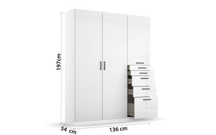 Drehtürenschrank 0LL8 Allrounder, weiß, 136 x 197 cm-03