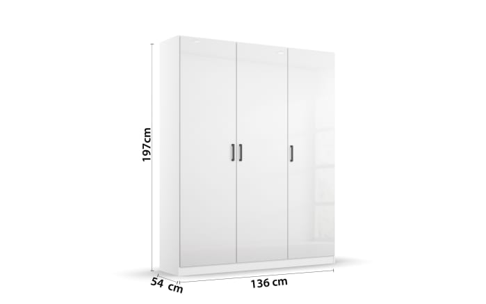 Drehtürenschrank 3105 Allrounder, weiß, 136 x 197cm-03