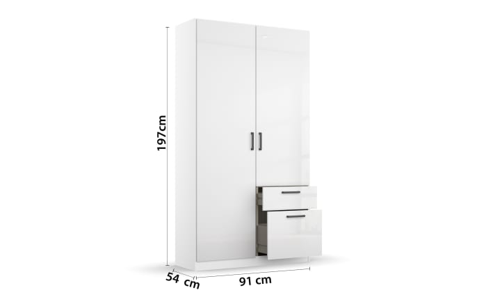 Drehtürenschrank 33Q1 Allrounder, weiß, 91 x 197 cm-03