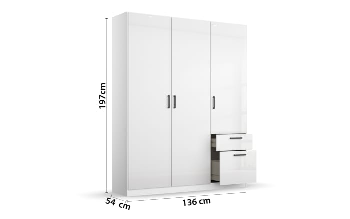 Drehtürenschrank 33Q2 Allrounder, weiß, 136 x 197 cm-03