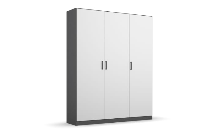 Drehtürenschrank Allrounder, grau metallic/alpinweiß, 3-türig, 2 Kleiderstangen, 2 Böden-01