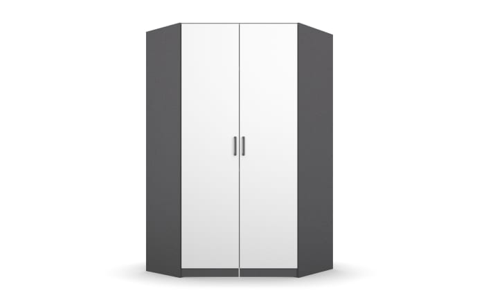 Eckkleiderschrank Allrounder, grau metallic/alpinweß, 2-türig-01