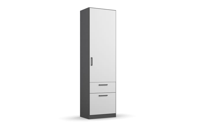 Drehtürenschrank Allrounder, grau metallic/alpinweiß, 1-türig mit Anschlag rechts, 2 Schubkästen-01