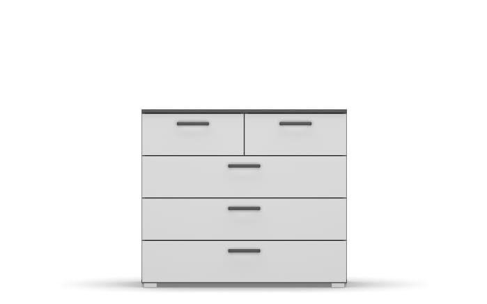 Kommode Allrounder, grau metallic/alpinweiß, 2 schmale und 3 breite Schubkästen-02