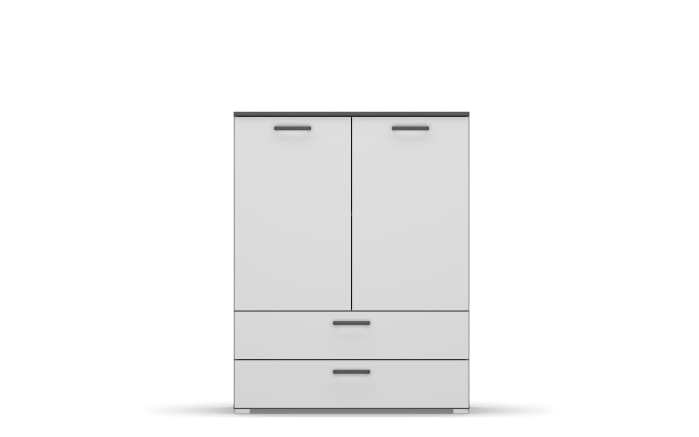 Drehtürenschrank, grau metallic/alpinweiß, 2-türig, 2 breite Schubkästen-02