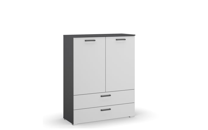 Drehtürenschrank, grau metallic/alpinweiß, 2-türig, 2 breite Schubkästen-01