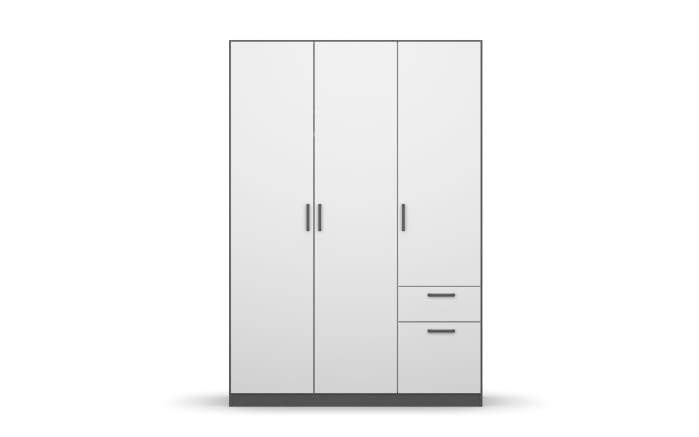 Drehtürenschrank Allrounder, grau metallic/alpinweiß, 3-türig, 2 Schubkästen-02