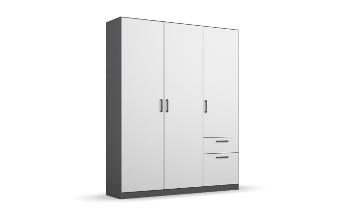 Drehtürenschrank Allrounder, grau metallic/alpinweiß, 3-türig, 2 Schubkästen-01