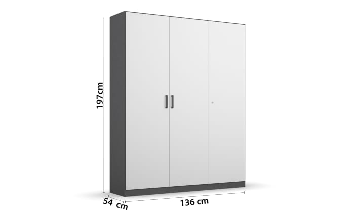 Drehtürenschrank Allrounder, grau metallic/alpinweiß, 3-türig, 1Tür abschließbar-03