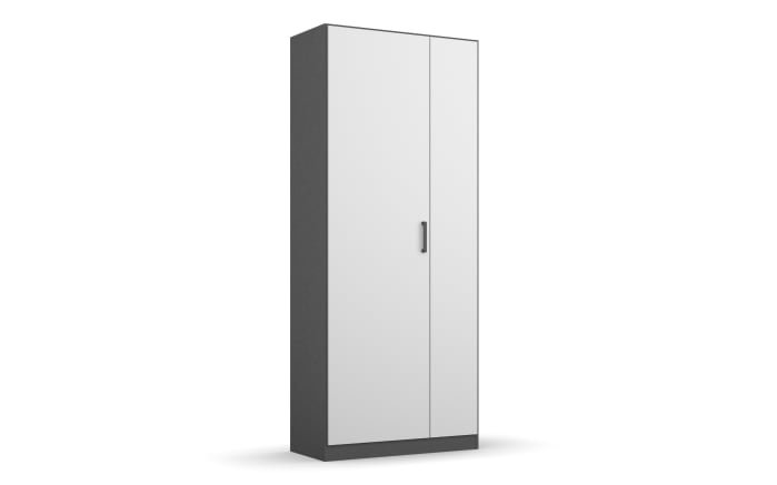 Drehtürenschrank Allrounder, grau metallic/alpinweiß, linke Tür breit, rechte Tür schmal, 4 Böden-01