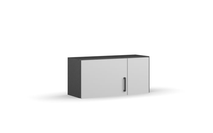Aufsatzschrank Allrounder, grau metallic/alpinweiß, linke Tür breit, rechte Tür schmal-01