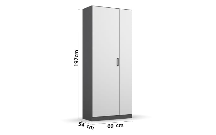 Drehtürenschrank Allrounder, grau metallic/alpinweiß, linke Tür breit, rechte Tür schmal-03