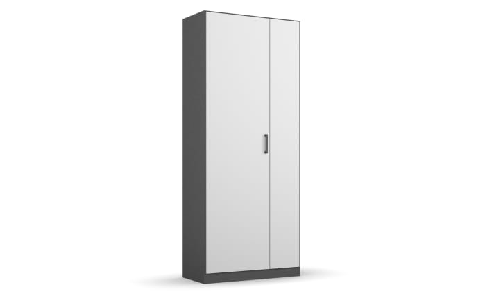 Drehtürenschrank Allrounder, grau metallic/alpinweiß, linke Tür breit, rechte Tür schmal-01