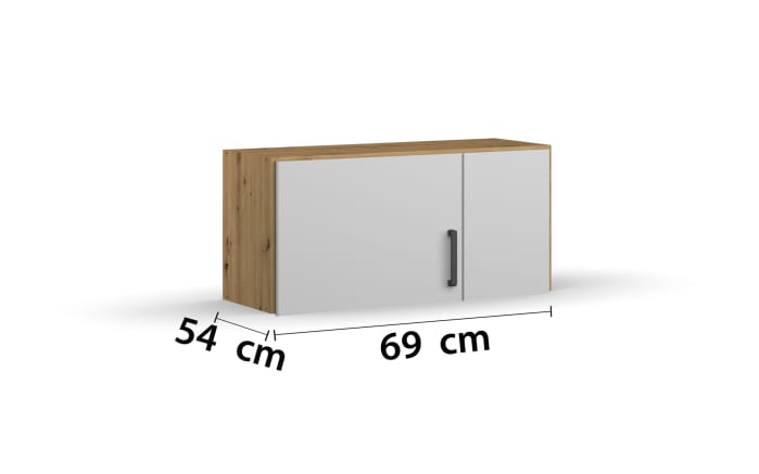 Aufsatzschrank Allrounder, Eiche Artisan Nachbildung/alpinweiß, linke Tür breit, rechte Tür schmal-03