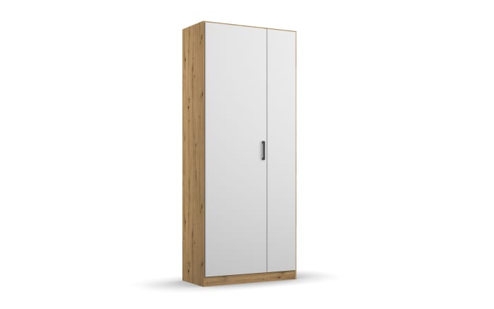 Drehtürenschrank Allrounder, Eiche Artisan Nachbildung/alpinweiß, linke Tür breit, rechte Tür schmal-01