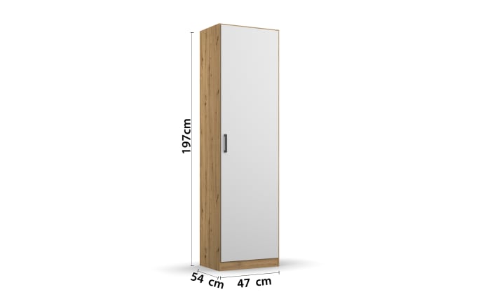 Drehtürenschrank Allrounder, Eiche Artisan Nachbildung/alpinweiß, 1-türig, 1 Kleiderstange, 1 Boden-03