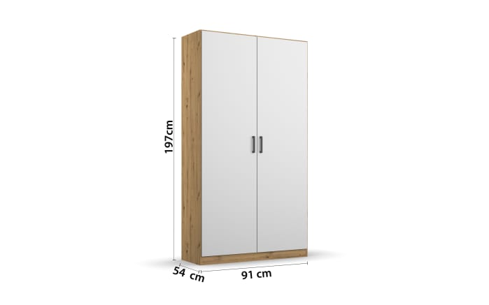 Drehtürenschrank Allrounder, Eiche Artisan Nachbildung/alpinweiß, 2-türig, 1 Kleiderstange, 1 Boden-03