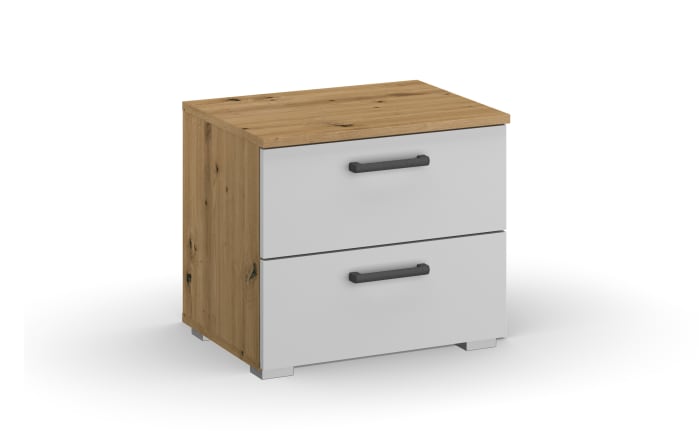 Nachtkonsole Allrounder, Eiche Artisan Nachbildung/alpinweiß, 2 Schubkästen-01