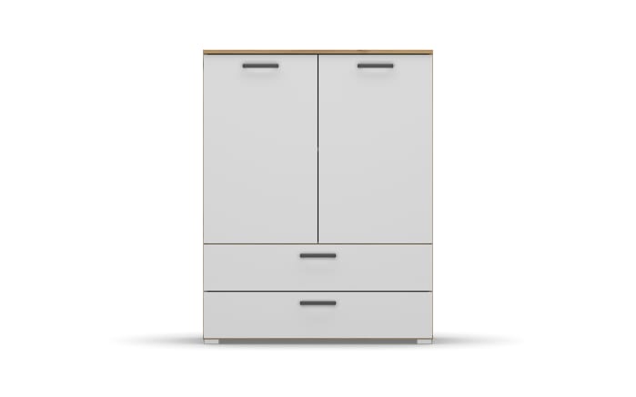 Drehtürenschrank, Eiche Artisan Nachbildung/alpinweiß, 2-türig, 2 breite Schubkästen-02