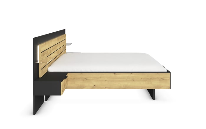Bettanlage Ventura, Asteiche Nachbildung/schwarz, 180 x 200 cm-03