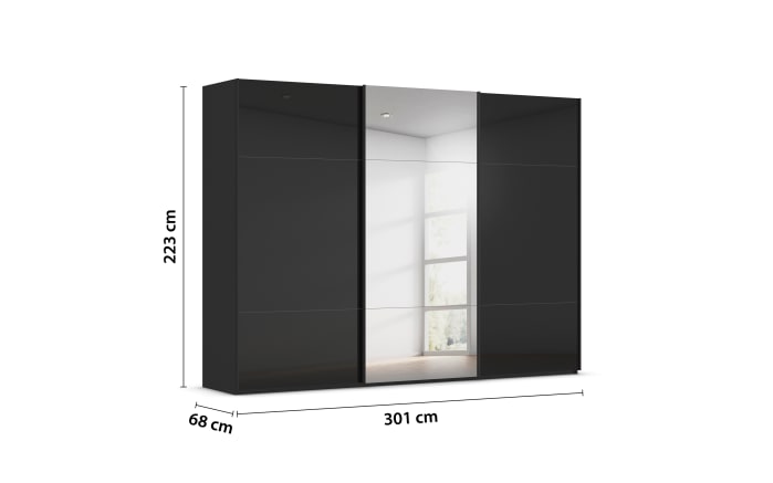 Schwebetürenschrank Contido, schwarz, 301 x 223 cm-04