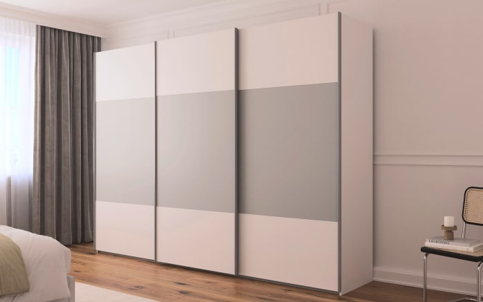 Schwebetürenschrank Contido, weiß/grau, inkl. Zubehör-01